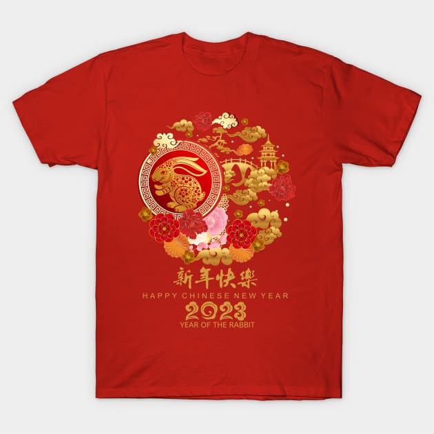 Happy Chinese New Year 2023 Year Of The Rabbit Women Men Kid T-Shirt by Gendon Design